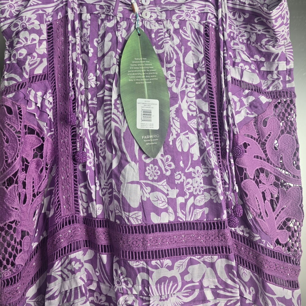 FARM Rio Sweet Garden Lilac Dress - L - Picture 8 of 9